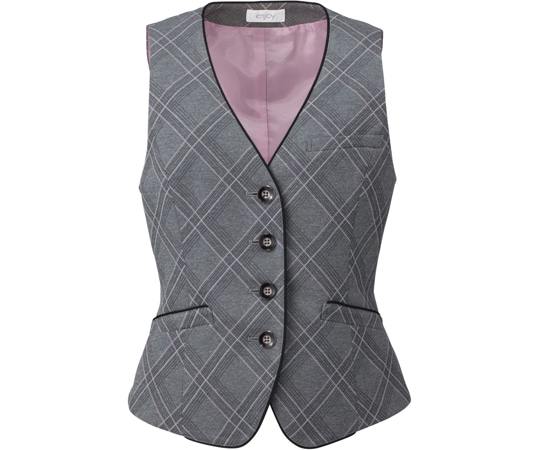 カーシーカシマ ENJOY ベスト AIR FIT SUITS CHECK KNIT グレー 13号 EAV587 1枚（ご注文単位1枚）【直送品】