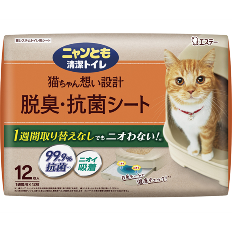 エステー ニャンとも清潔トイレ 脱臭・抗菌シート 1箱(4枚×12個入)  1箱（ご注文単位1箱）【直送品】