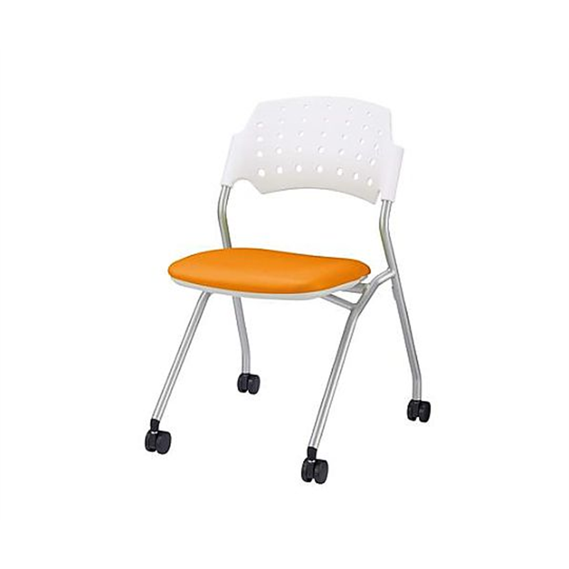ライオン事務器 折り畳み椅子(キャスター付/オレンジ) EA956XA-183 1個(ご注文単位1個)【直送品】