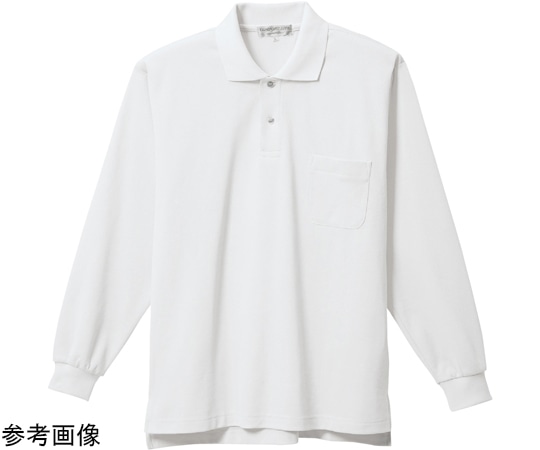 三愛 長袖ポロシャツ ホワイト 裏綿素材 L 8700 1着（ご注文単位1着）【直送品】