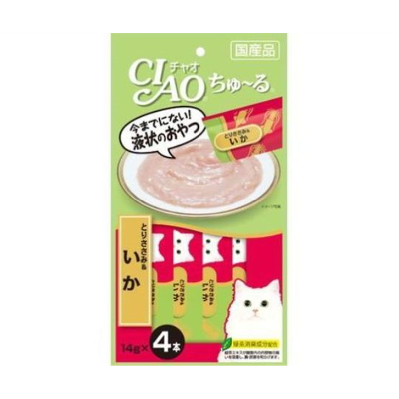 いなばペットフード CIAO ちゅ~る とりささみ&いか 14g×4本 SC-79 1個(ご注文単位1個)【直送品】