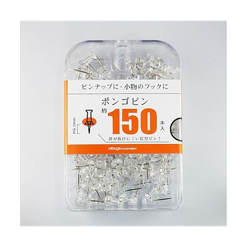 ミツヤ ボンゴピン透明 150本×3箱入 BX3-PBTM 1ケース(ご注文単位1ケース)【直送品】