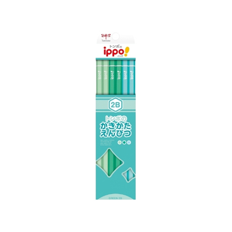 トンボ鉛筆 ippo! かきかた鉛筆 2B グリーン系 1ダース(12本入) KB-KPN04-2B 1ダース(ご注文単位1ダース)【直送品】