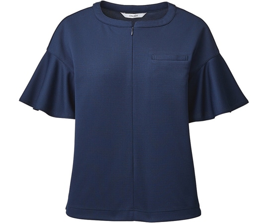 カーシーカシマ ENJOY ノーカラーポロシャツ COOL HOUND'S TOOTH ネイビー L ESP782 1枚（ご注文単位1枚）【直送品】