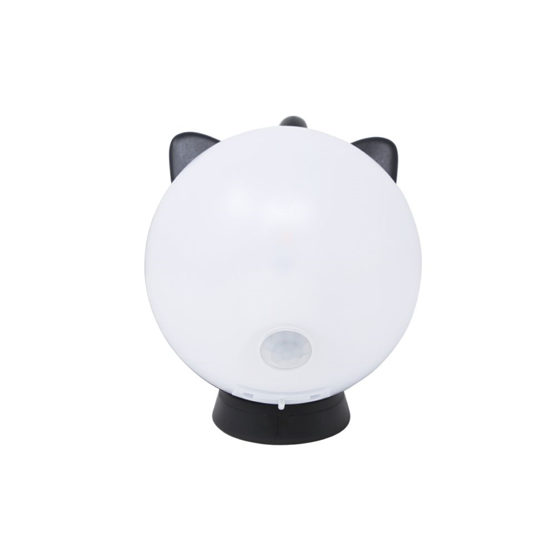 ムサシ 充電式 まんまるねこちゃんセンサーライト ブラック WAM-051BK 1台(ご注文単位1台)【直送品】