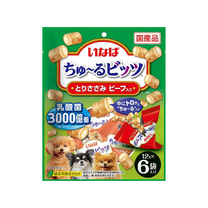 いなばペットフード ちゅ~るビッツ 3000億 ビ~フ 12g×6本入 DS-322 1袋(ご注文単位1袋)【直送品】