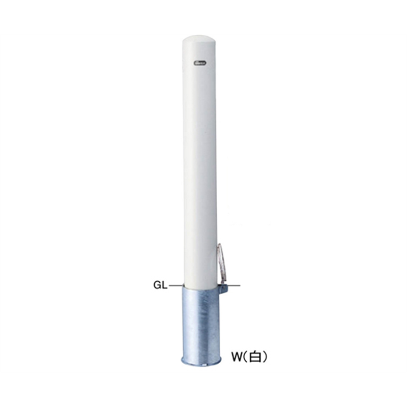 サンポール スチール製 ピラー車止め 差込式フタ付 フックなし φ114.3(t4.5)×H850mm 白 FPA-12SF-F00(W) 1本(ご注文単位1本)【直送品】
