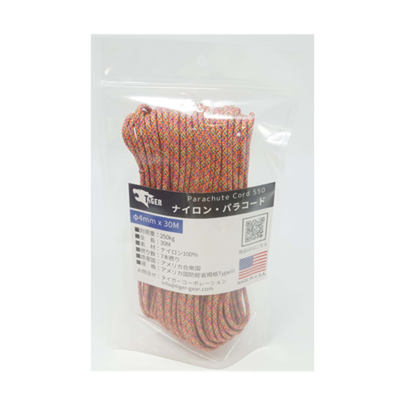 TIGER(タイガー) パラコード ジェリービーンズ 30m×4mm S-2281c 1本(ご注文単位1本)【直送品】