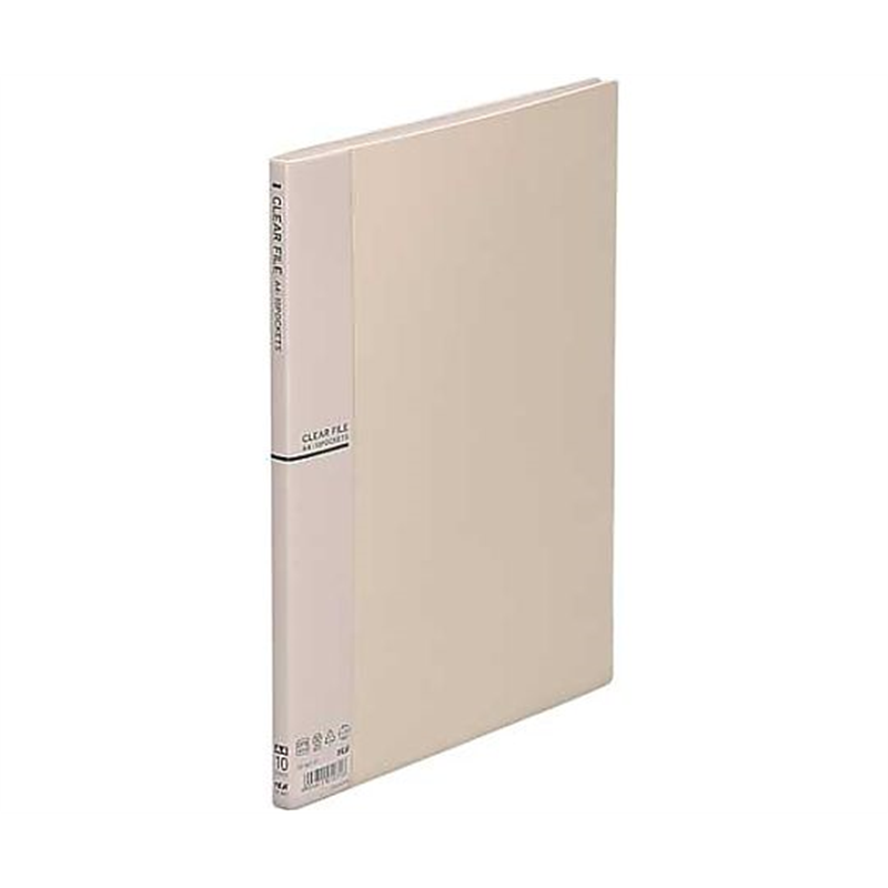 テージー クリアファイルA4縦10ポケット アイボリー CF-441-31 1冊(ご注文単位1冊)【直送品】