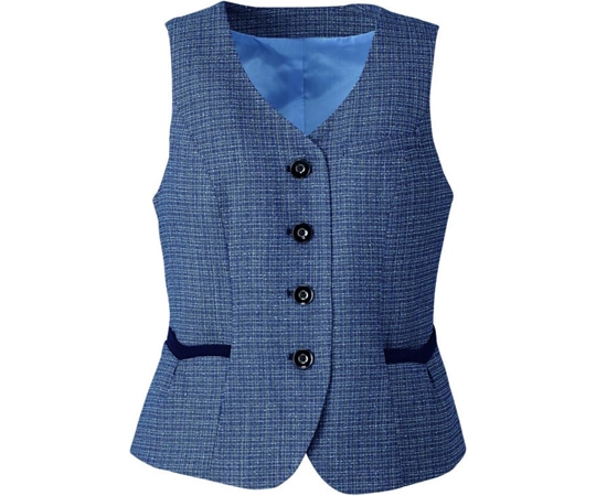 カーシーカシマ ENJOY ベスト TWEEDY CHECK ブルー 9号 EAV684 1枚（ご注文単位1枚）【直送品】