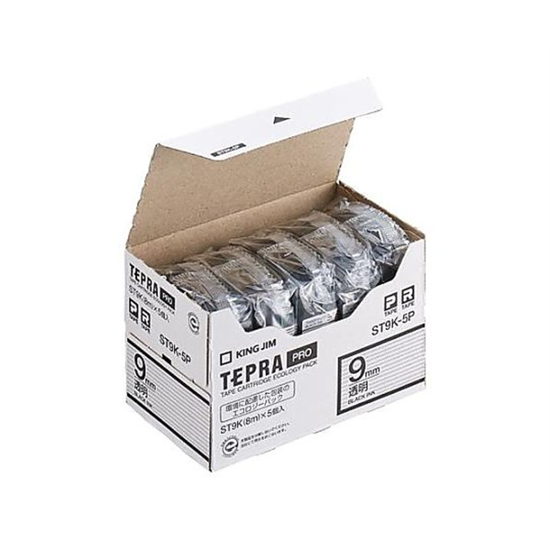 キングジム 9mm テープカセット(テプラ用/5個)透明 EA761DN-53C 1箱(ご注文単位1箱)【直送品】