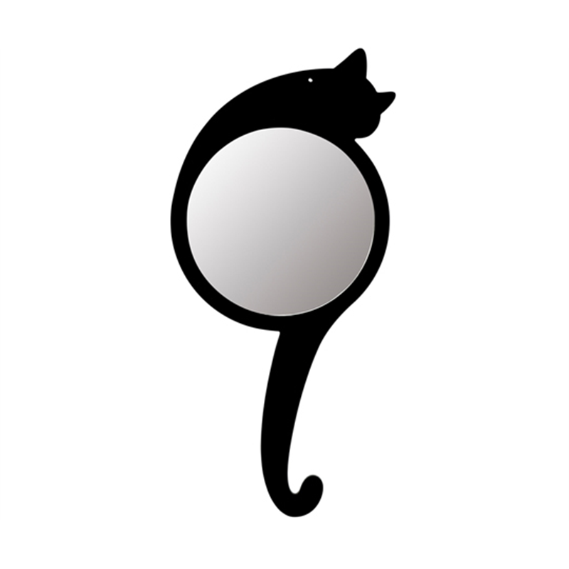 堀内鏡工業 ネコ形壁掛けミラー Cat Mirror まどろみにゃんこ BK CM-03 1個（ご注文単位1個）【直送品】