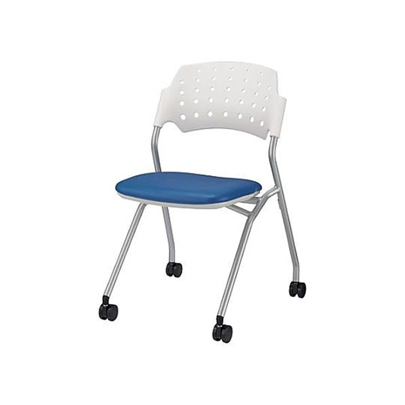 ライオン事務器 折り畳み椅子(キャスター付/ブルー) EA956XA-181 1個(ご注文単位1個)【直送品】