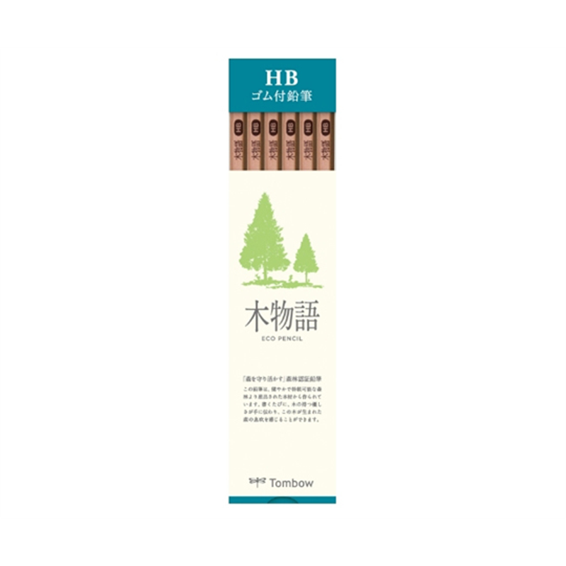 トンボ鉛筆 ゴム付鉛筆 S木物語 HB 1ダース(12本入) LG-KSHB 1ダース(ご注文単位1ダース)【直送品】