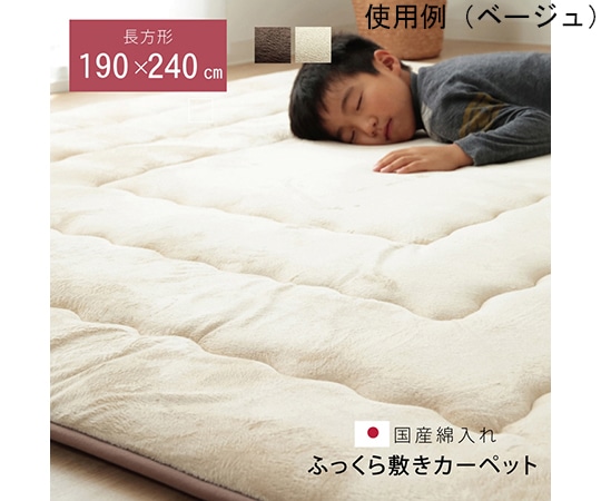 アズワン 国産固綿40mm使用 マイクロファイバー生地 ふっくら敷 『フィーラF敷』 ブラウン 約190×240cm 1161700060909 1個(ご注文単位1個)【直送品】