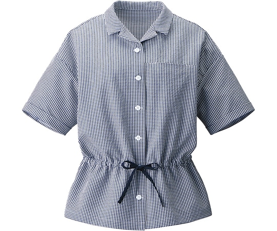 カーシーカシマ ENJOY オーバーブラウス GINGHAMSUCKERSTRETCH ネイビーチェック LL ESA735 1枚(ご注文単位1枚)【直送品】