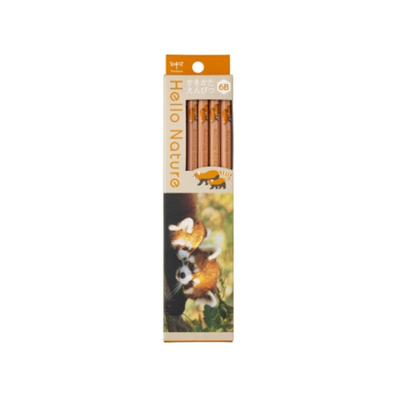 トンボ鉛筆 ハローネイチャー かきかた鉛筆 レッサーパンダ 6B 1ダース(12本入) KB-KHNLP2-6B 1ダース(ご注文単位1ダース)【直送品】