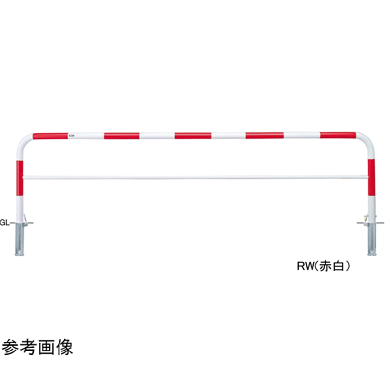 サンポール スチール製 アーチ型車止め(横桟付)差込式カギ付 φ60.5(t2.8)×W3000×H800mm 黄 FAH-7SK30-800(Y) 1台(ご注文単位1台)【直送品】