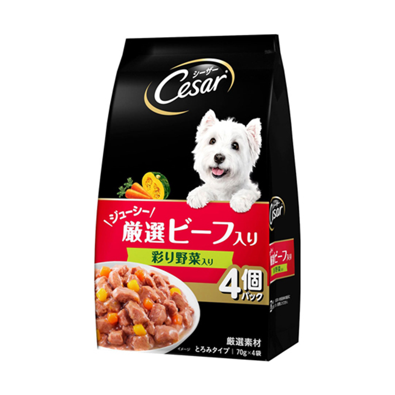 マースジャパンリミテッド シーザージューシー ビーフ野菜 70g×4袋 CPM9 1パック(ご注文単位1パック)【直送品】