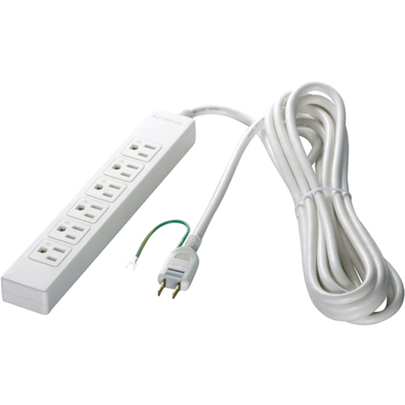BUFFALO 3ピン式電源タップ 6個口タイプ 2m ホワイト BSTAPST3620WH 1台(ご注文単位1台)【直送品】