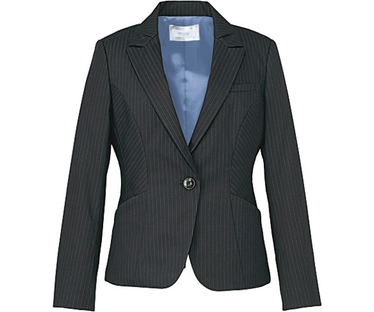 カーシーカシマ ENJOY ジャケット 美スラッとSuits TREVIRA STRIPE ブラック 13号 EAJ474 1枚（ご注文単位1枚）【直送品】
