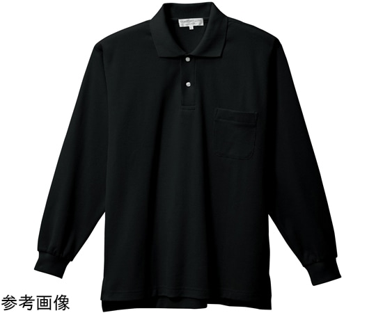 三愛 長袖ポロシャツ ブラック 裏綿素材 L 8700 1着（ご注文単位1着）【直送品】
