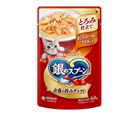 ユニ・チャーム 銀のスプーン パウチ とろみ仕立て まぐろ・かつおにささみ入り 60g 1個(ご注文単位1個)【直送品】