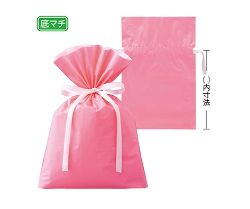 アズワン 【20枚】梨地リボン付きギフトバッグ ピンク 17×28(18)×底マチ8cm 61-759-82-1 1セット(ご注文単位1セット)【直送品】