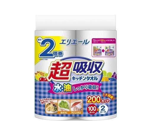 エリエール(大王製紙) エリエール 超吸収キッチンタオル 1ケース(2ロール×24パック入) 21000996 1ケース(ご注文単位1ケース)【直送品】