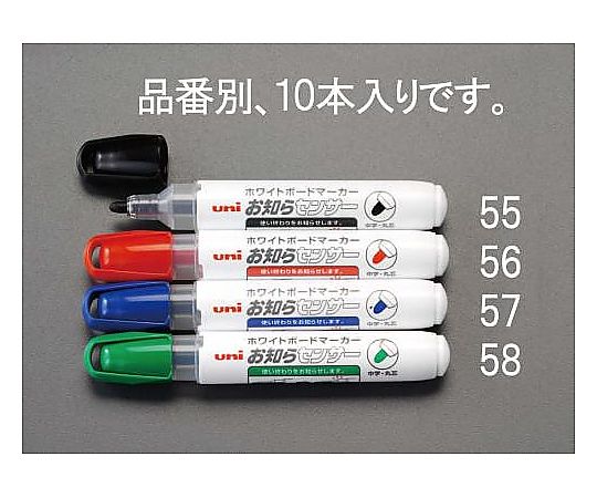 エスコ [赤] ホワイトボードマーカー(10本) EA765MJ-56 1箱(ご注文単位1箱)【直送品】