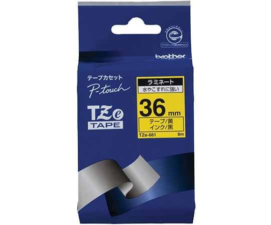 ブラザー ピータッチ ラミネートテープ 幅36mm(黒文字/黄) TZe-661 1箱(ご注文単位1箱)【直送品】