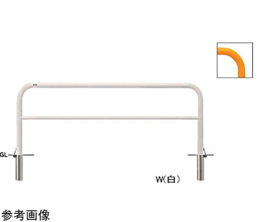 サンポール スチール製 アーチ型車止め(横桟付)差込式フタ付 φ60.5(t2.8)×W2000×H800mm 黄 FAH-7SF20-800(Y) 1台(ご注文単位1台)【直送品】