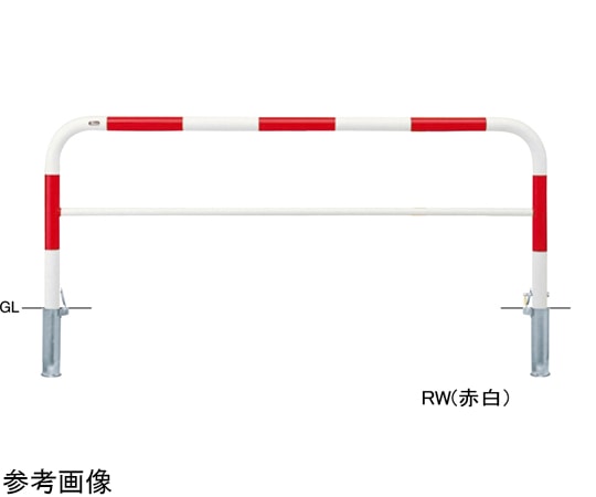 サンポール スチール製 アーチ型車止め(横桟付)差込式カギ付 φ60.5(t2.8)×W2000×H800 黄 FAH-7SK20-800(Y) 1台(ご注文単位1台)【直送品】