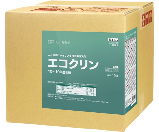 ミッケル化学 エコクリン 18kg BIB 1箱(ご注文単位1箱)【直送品】