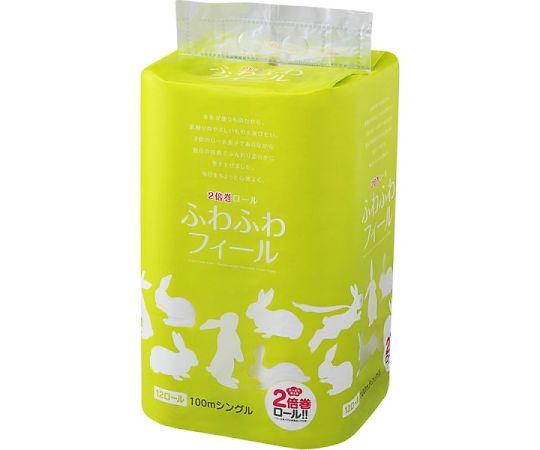 富士里和製紙 ふわふわフィール2倍巻ロール 12RS 100m114mm 1箱(12本×6パック入)  1箱(ご注文単位1箱)【直送品】
