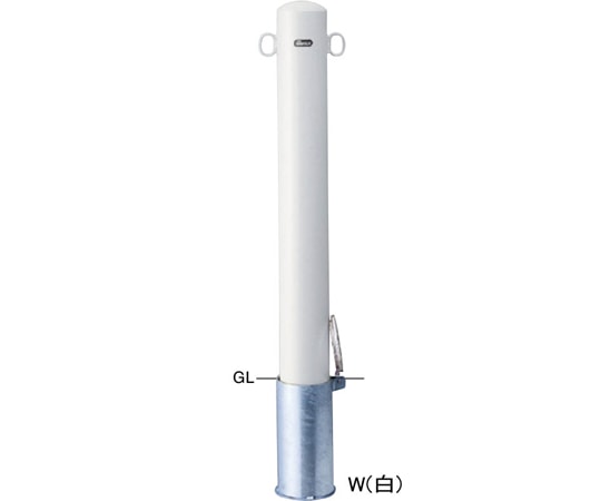 サンポール スチール製 ピラー車止め 差込式フタ付 両フック φ114.3(t4.5)×H850mm 白 FPA-12SF-F11(W) 1本(ご注文単位1本)【直送品】