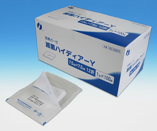 イワツキ 滅菌ハイディアーY 7.5×7.5cm 12折 1枚×100袋 002-025670 1箱(ご注文単位1箱)【直送品】