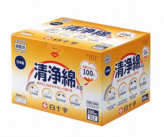 白十字 FC(ファミリーケア) 清浄綿AⅡ 100包入×10箱 14004 1ケース(ご注文単位1ケース)【直送品】