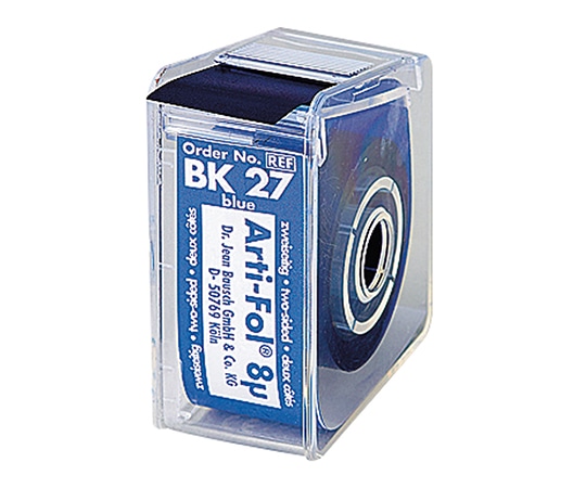 プレミアムプラスジャパン 8μ咬合紙アルティ・フォル ロールケース・両面 青 BK27 1個（ご注文単位1個）【直送品】