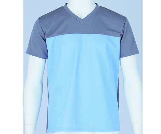 フットマーク 入浴介護Tシャツ （男女兼用） ブルー L 403340-10 1枚（ご注文単位1枚）【直送品】
