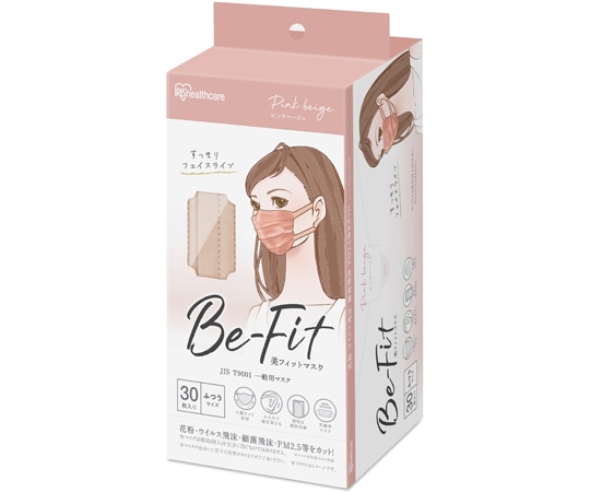 アイリスオーヤマ 美フィットマスク ふつう 30枚入 ピンクベージュ PK-B30MPB 1個(ご注文単位1個)【直送品】