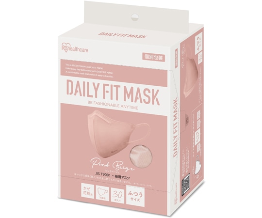 アイリスオーヤマ DAILY FIT MASK 立体 ふつう 30枚入 ピンクベージュ RK-F30SPB 1個(ご注文単位1個)【直送品】