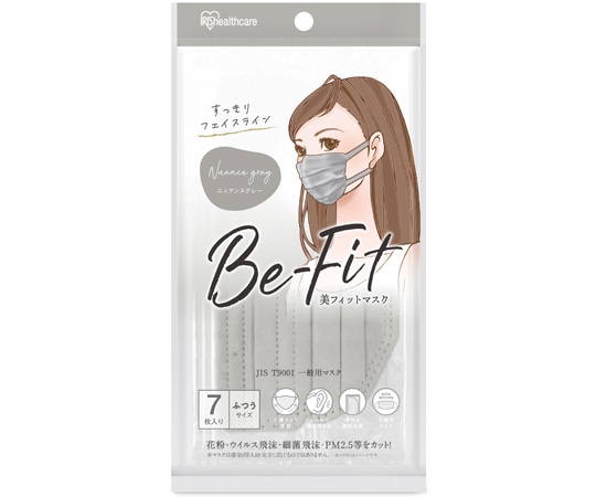 アイリスオーヤマ 美フィットマスク ふつう 7枚入 ニュアンスグレー PK-B7MXH 1個(ご注文単位1個)【直送品】