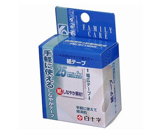 白十字 FC（ファミリーケア） 紙テープ 25mm×9m 1個入×10箱 46297 1ケース（ご注文単位1ケース）【直送品】