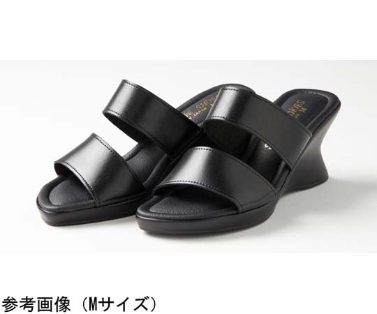 山一 厚底ウエッジ2ベルトミュール ブラック L 601BKL 1足(ご注文単位1足)【直送品】