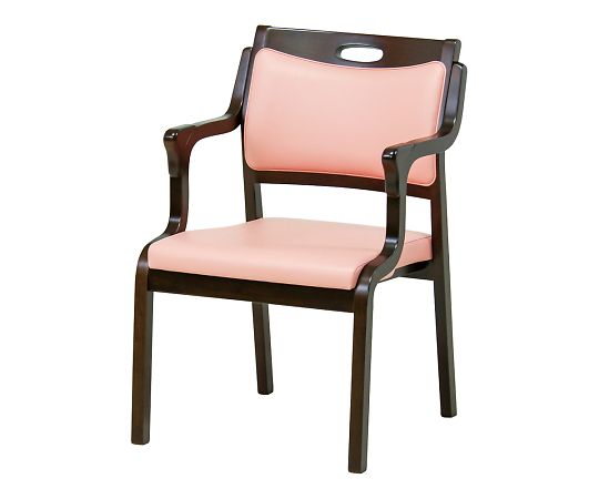 貞苅椅子製作所 スタッキングチェア 半ひじ・グリップ付 2脚入 ブラウン×ピンク Care-111-AC BR AL-P 1箱(ご注文単位1箱)【直送品】