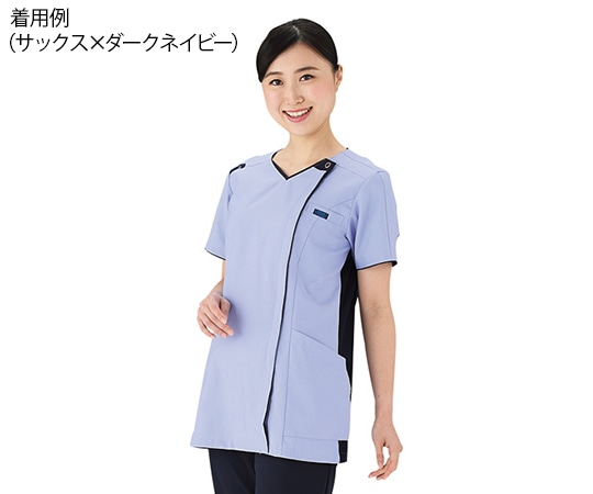 ZiPSCRUB（フォーク） レディスニットスクラブ（ジップスクラブ） サックス×ダークネイビー M 7050SC-2 1枚（ご注文単位1枚）【直送品】