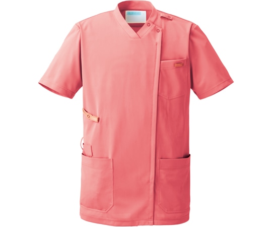 KAZEN スクラブジャケット男女半袖 コーラルピンク 5L KZN715-24 5L 1枚(ご注文単位1枚)【直送品】