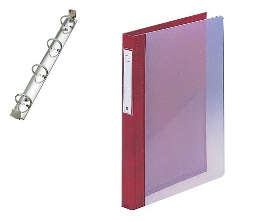 LIHITLAB カルテブック A4・4穴・クリヤー レッド CYC4-4L-5 1冊（ご注文単位1冊）【直送品】