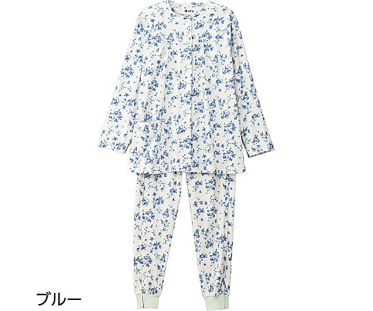 ケアファッション フルオープンパジャマ（婦人用） ブルー LL 01803 1着（ご注文単位1着）【直送品】